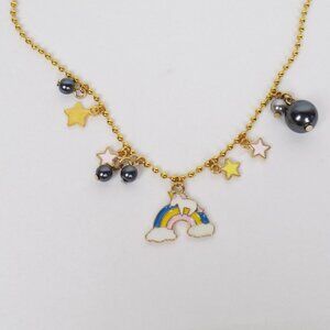 new! charm necklace ball chain with enamel charms rainbow unicorn stars kawaii